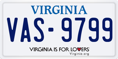 VA license plate VAS9799