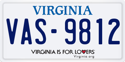 VA license plate VAS9812