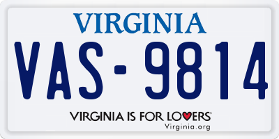 VA license plate VAS9814