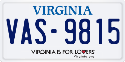 VA license plate VAS9815