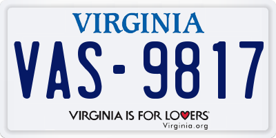 VA license plate VAS9817