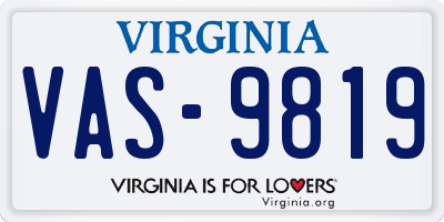 VA license plate VAS9819