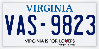 VA license plate VAS9823