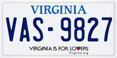 VA license plate VAS9827