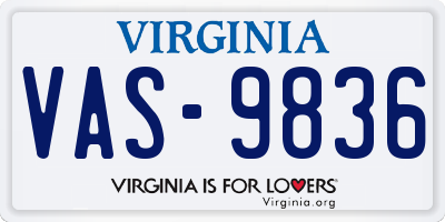 VA license plate VAS9836