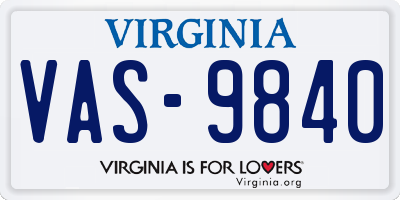 VA license plate VAS9840