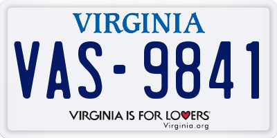 VA license plate VAS9841