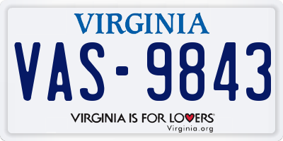 VA license plate VAS9843