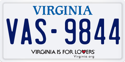 VA license plate VAS9844