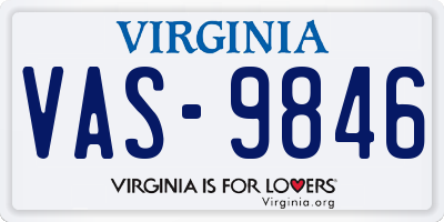 VA license plate VAS9846