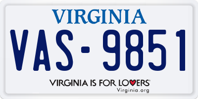 VA license plate VAS9851