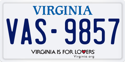 VA license plate VAS9857