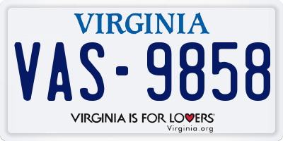 VA license plate VAS9858