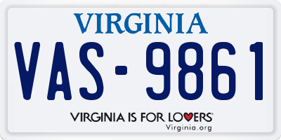 VA license plate VAS9861