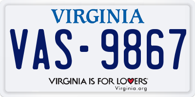 VA license plate VAS9867