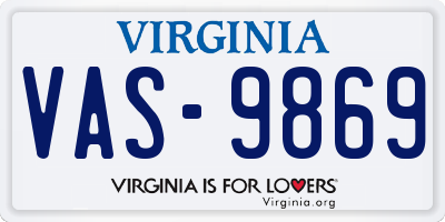 VA license plate VAS9869