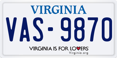 VA license plate VAS9870