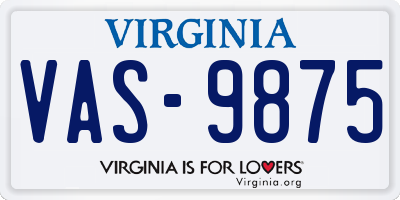 VA license plate VAS9875