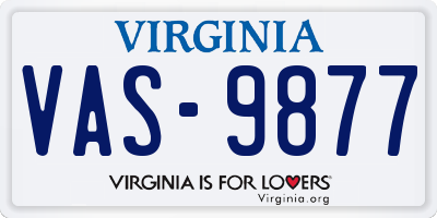 VA license plate VAS9877