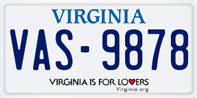 VA license plate VAS9878