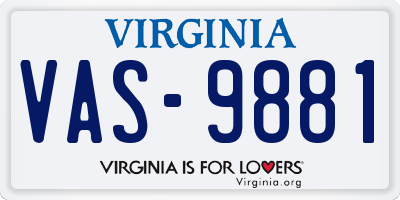 VA license plate VAS9881