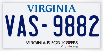 VA license plate VAS9882