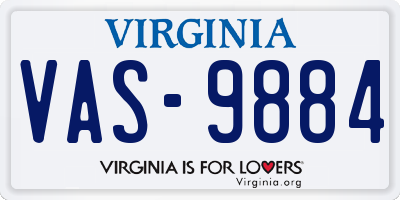 VA license plate VAS9884