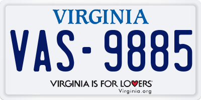 VA license plate VAS9885