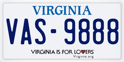 VA license plate VAS9888