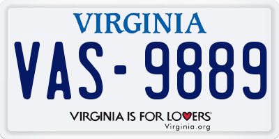 VA license plate VAS9889