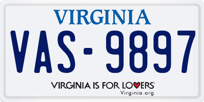 VA license plate VAS9897