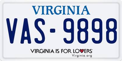 VA license plate VAS9898