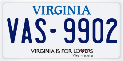 VA license plate VAS9902