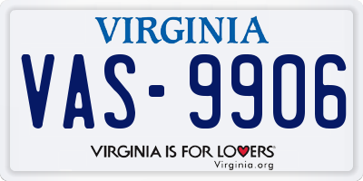 VA license plate VAS9906