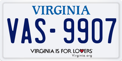 VA license plate VAS9907