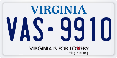 VA license plate VAS9910