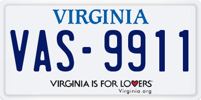 VA license plate VAS9911