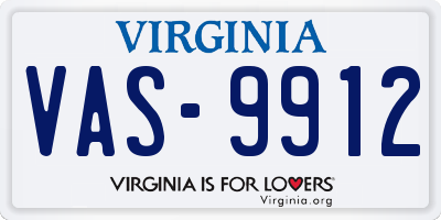 VA license plate VAS9912