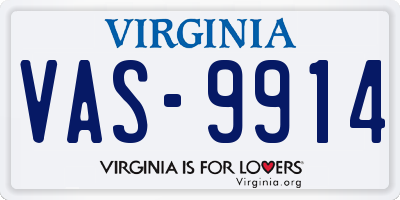 VA license plate VAS9914