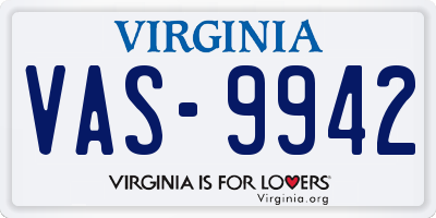 VA license plate VAS9942