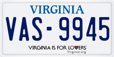 VA license plate VAS9945