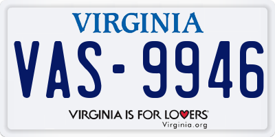 VA license plate VAS9946