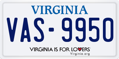 VA license plate VAS9950