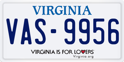 VA license plate VAS9956