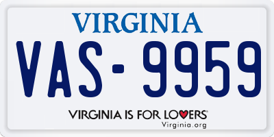 VA license plate VAS9959