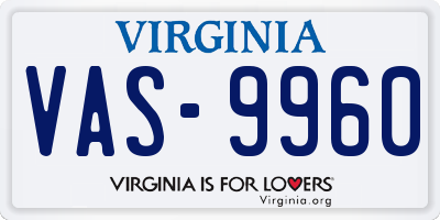 VA license plate VAS9960