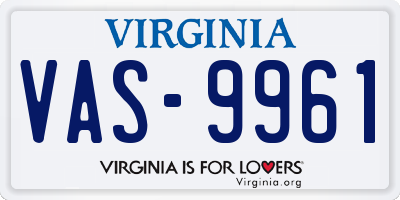 VA license plate VAS9961