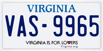 VA license plate VAS9965