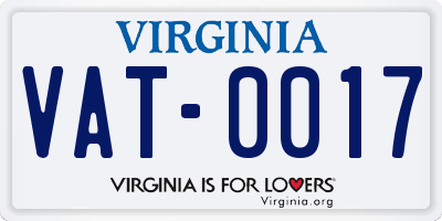 VA license plate VAT0017