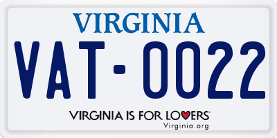 VA license plate VAT0022